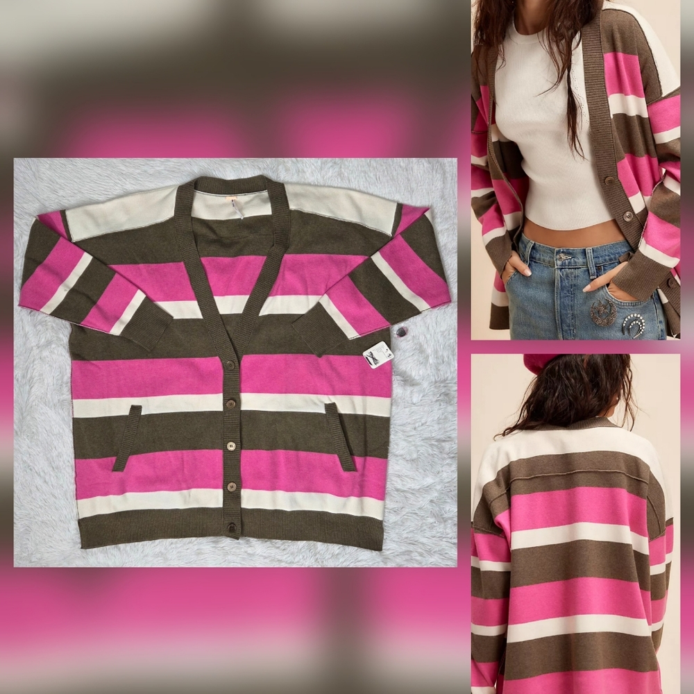 Free People League Of Her Own Cardigan Aurora Pinecone Combo